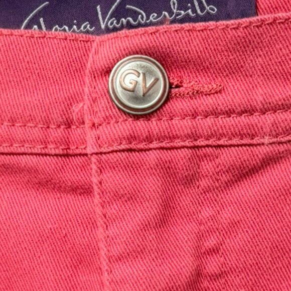 Gloria Vanderbilt Womens 14 Red Embellished Pockets Amanda Slit-Hem Capri Jeans - Picture 4 of 9